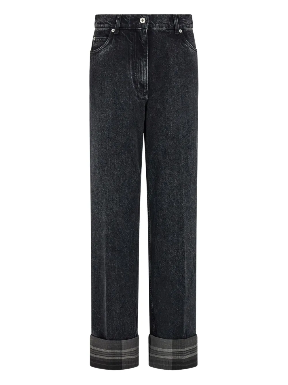Ferragamo tartan-cuffs straight-leg jeans Zwart
