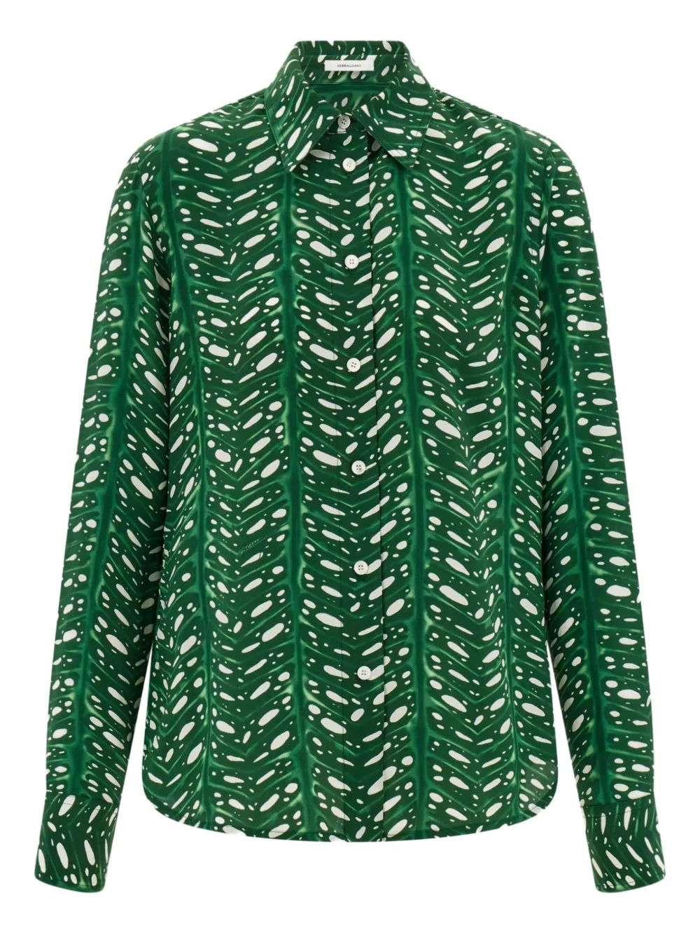 Ferragamo Zijden blouse met bladerprint Groen