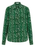 Ferragamo leaf-print silk shirt - Green