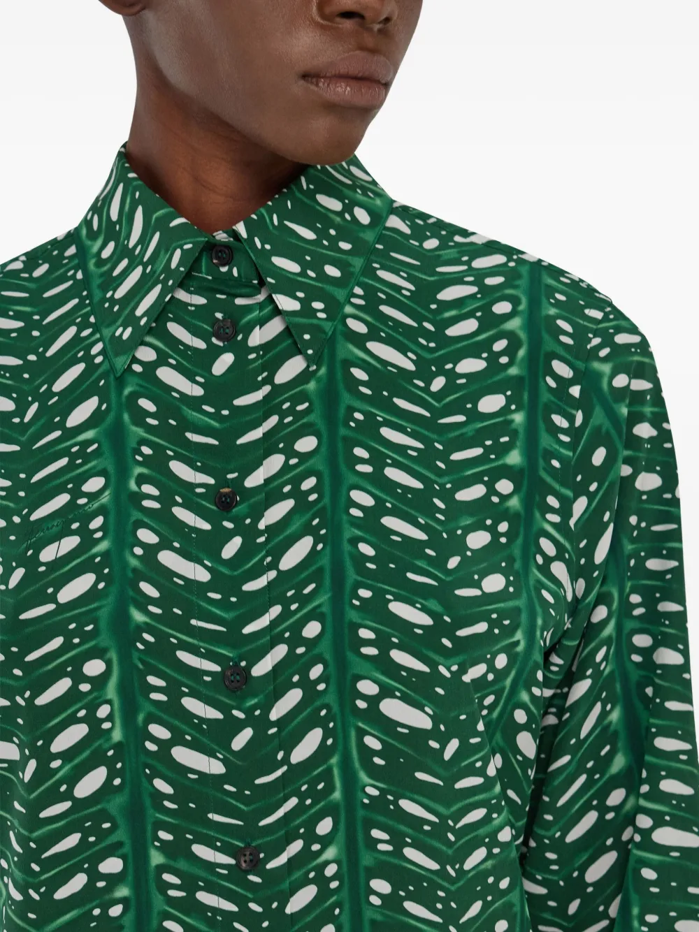 Ferragamo Zijden blouse met bladerprint Groen