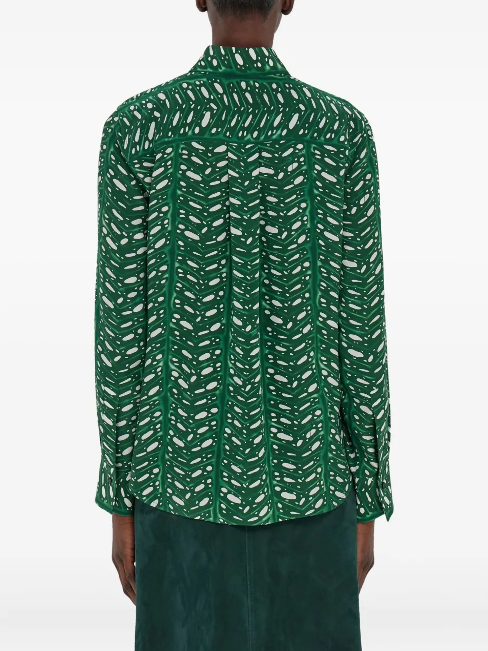 Ferragamo Zijden blouse met bladerprint Groen