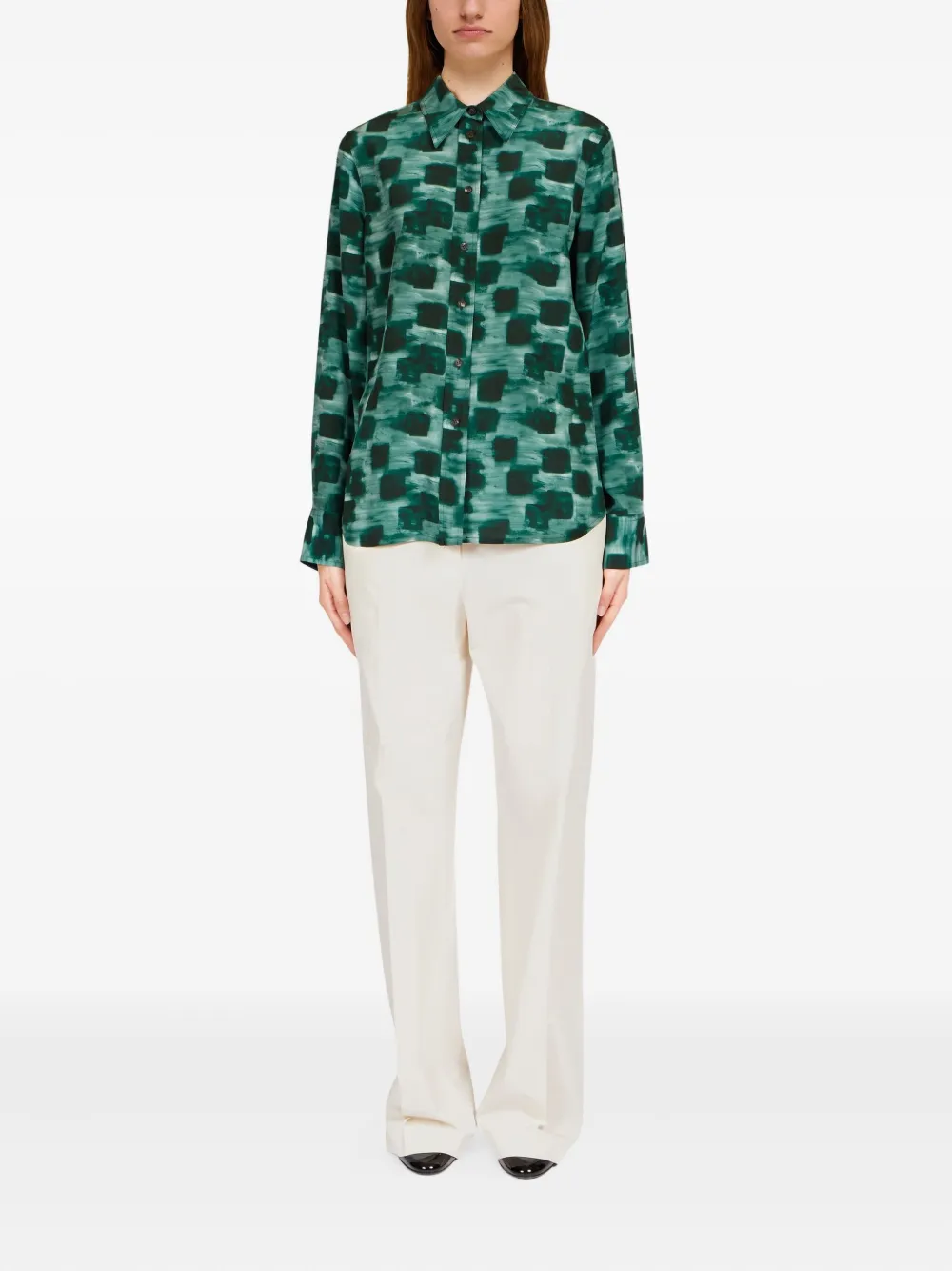 Ferragamo abstract-print button-up shirt - Groen