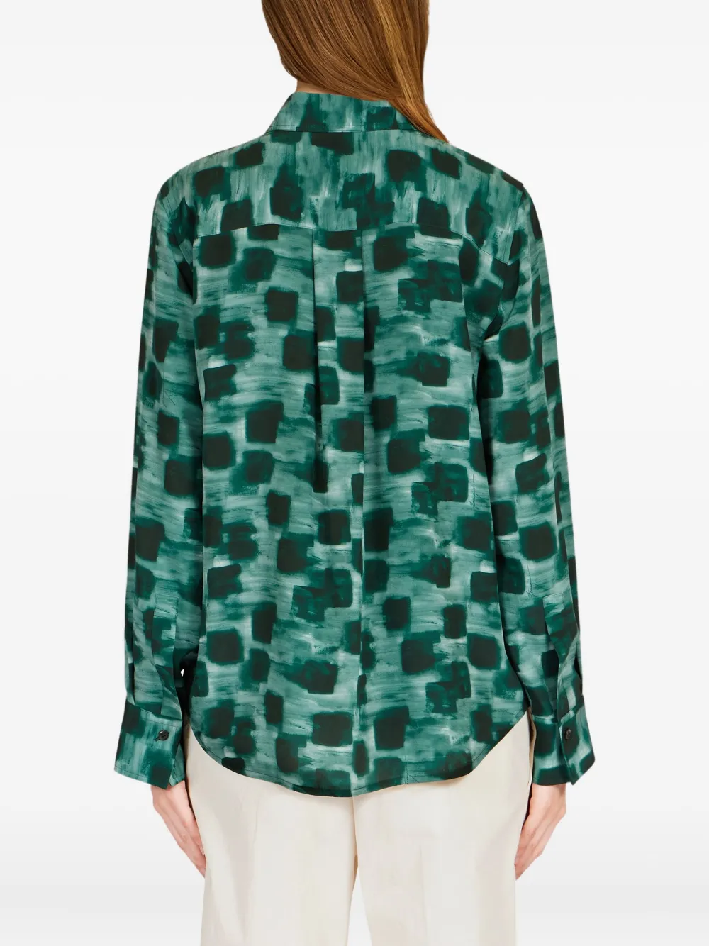 Ferragamo Blouse met abstracte print Groen