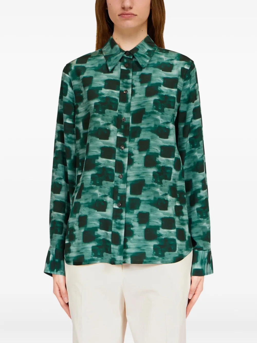 Ferragamo Blouse met abstracte print Groen