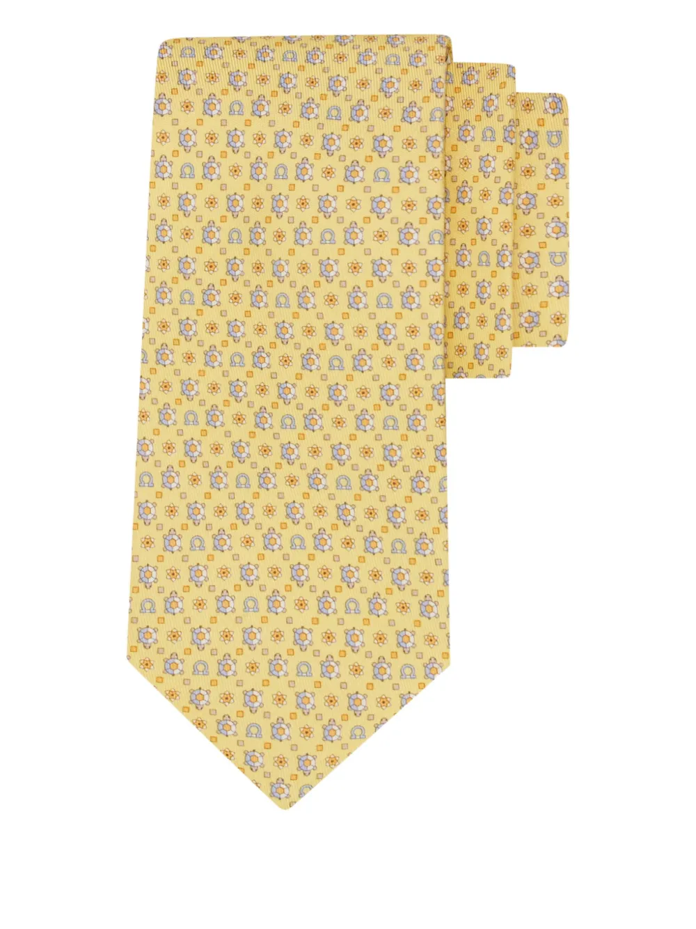 Ferragamo turtle-print silk tie - Geel