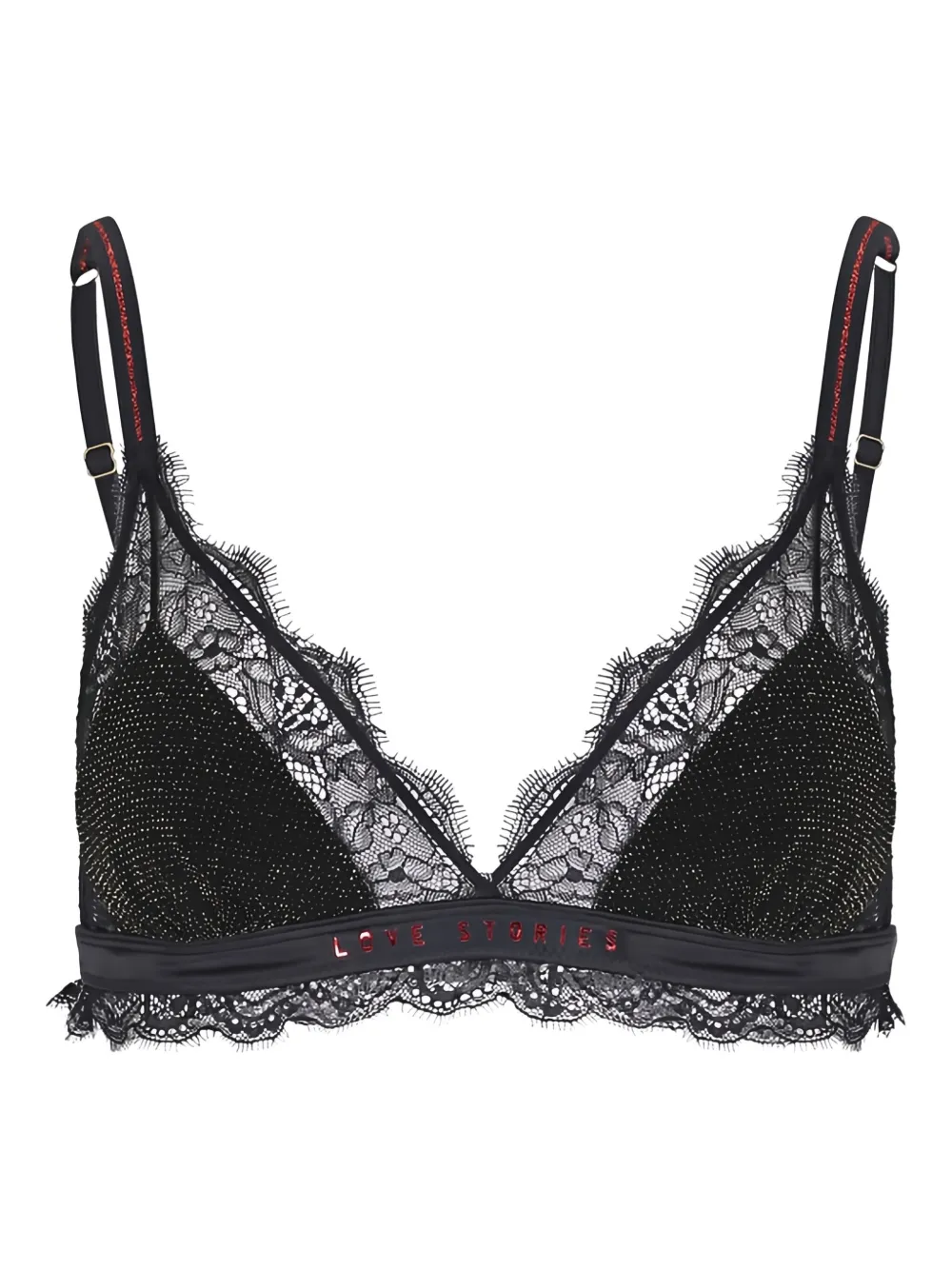 Love Stories lace-trimmed embellished bra | Black | Image 1