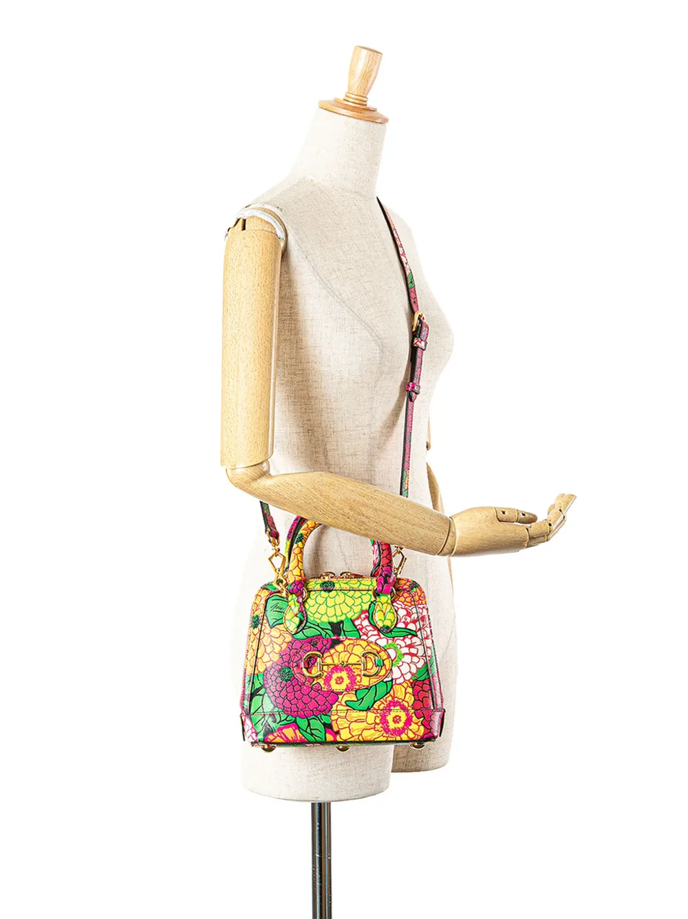 Gucci Pre-Owned Borsa a tracolla Ken Scott mini in pelle di vitello con morsetto Pomponica 1955 e manico 2016 a oggi | Image 7