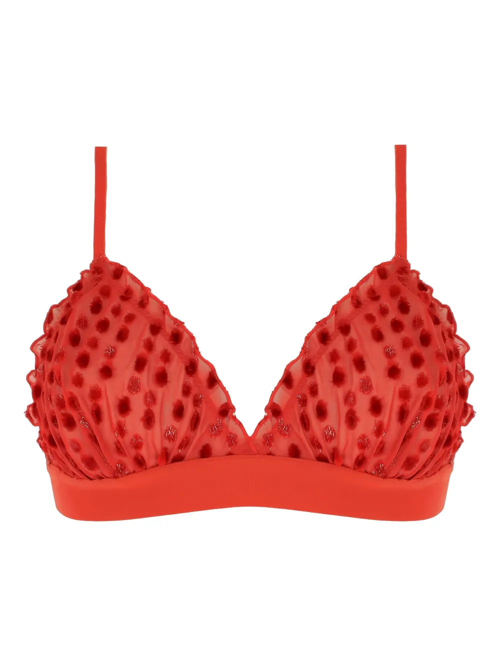 Love Stories velvet-dot triangle bra | Red | Image 1