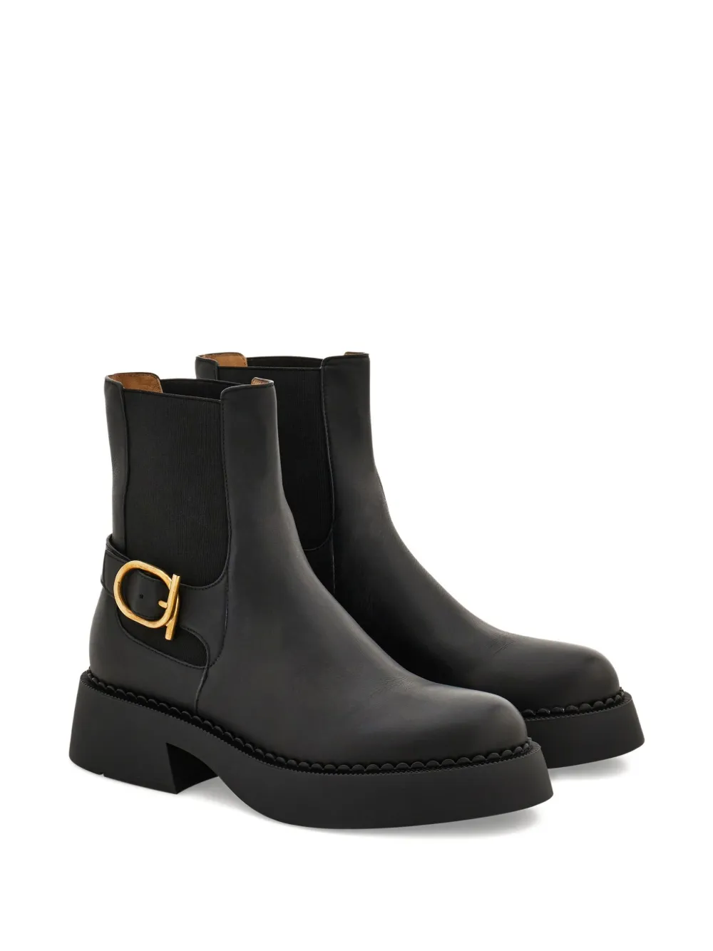 Ferragamo Gancini-embellished ankle boots Black
