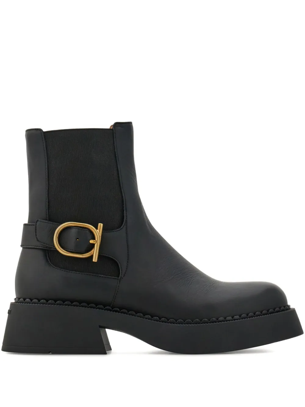 Ferragamo Gancini-embellished ankle boots Black