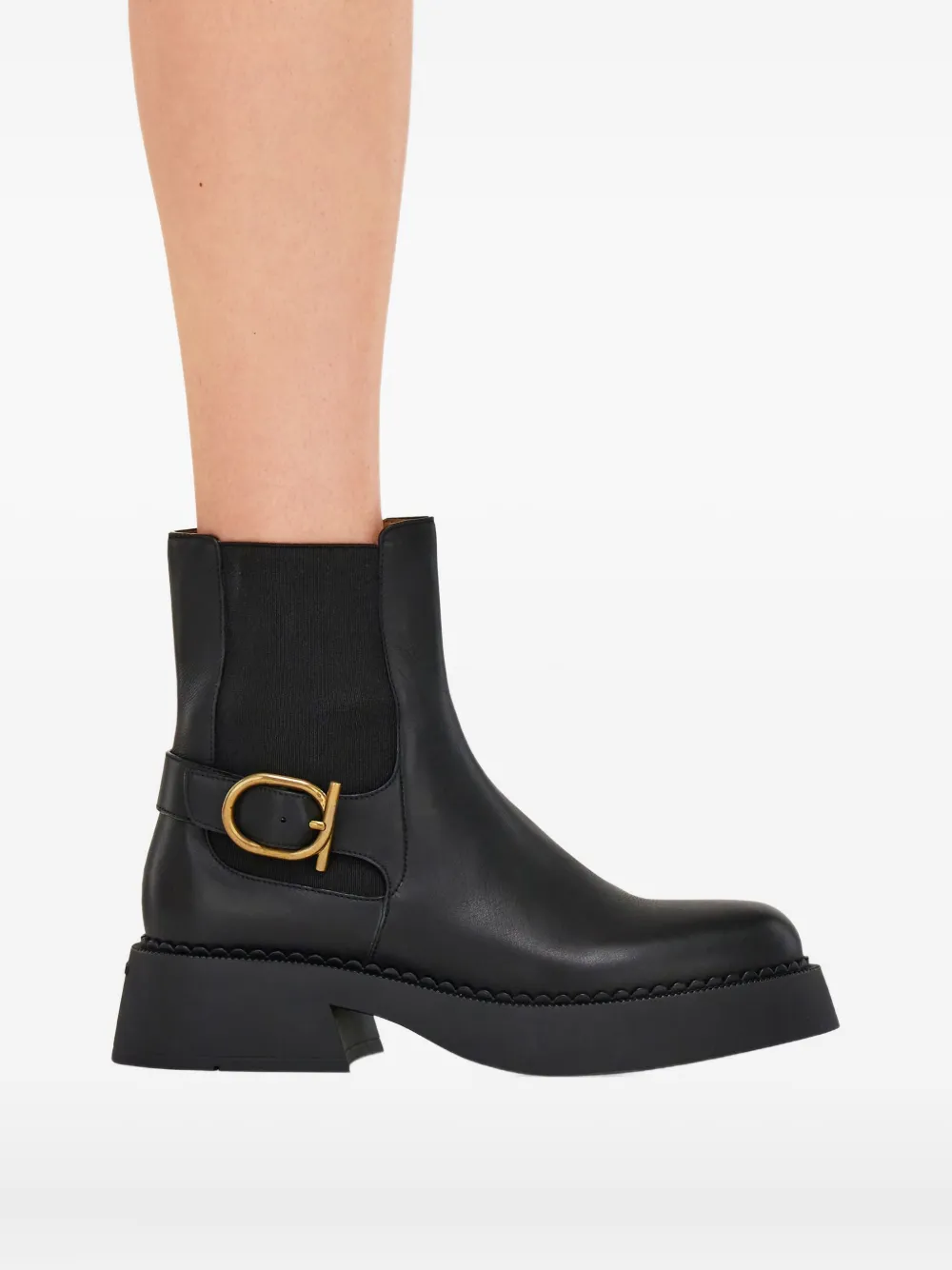 Ferragamo Gancini-embellished ankle boots Black