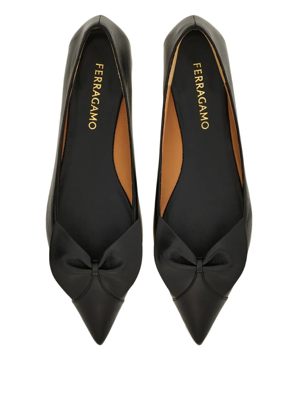 Ferragamo Bow leather ballerina shoes Black
