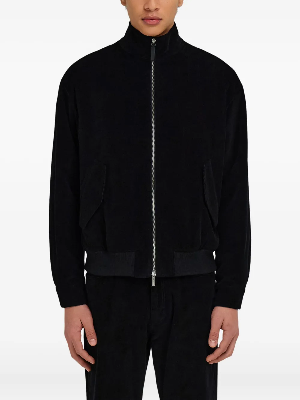 Ferragamo Ribfluwelen jack Zwart