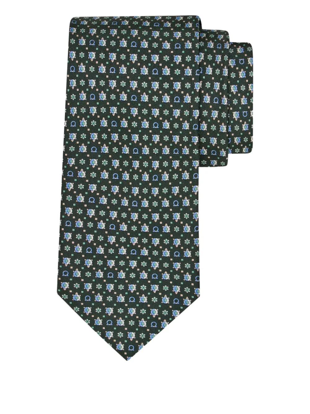 Ferragamo Stropdas met schildpadprint Groen