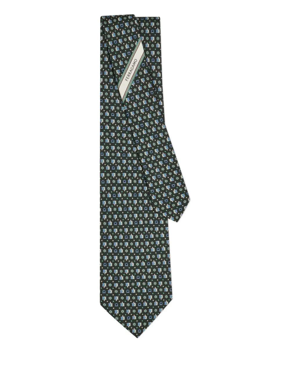 Ferragamo turtle-print tie - Groen