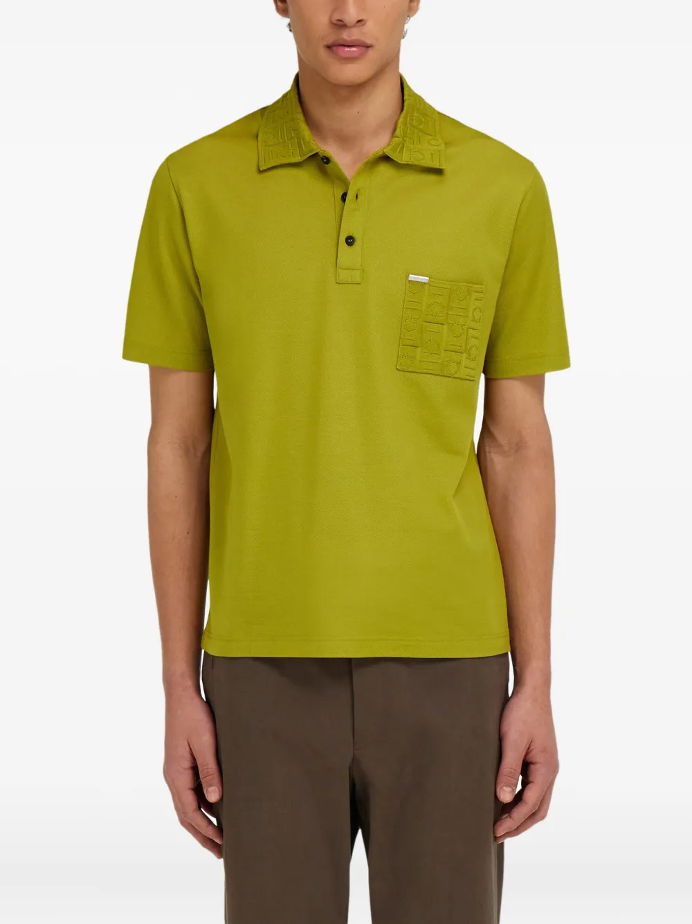 Ferragamo Poloshirt met Gancini-jacquard Groen