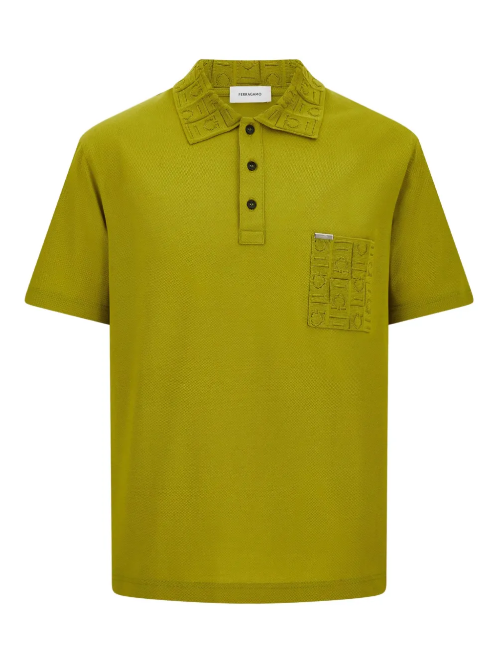 Ferragamo Poloshirt met Gancini-jacquard Groen