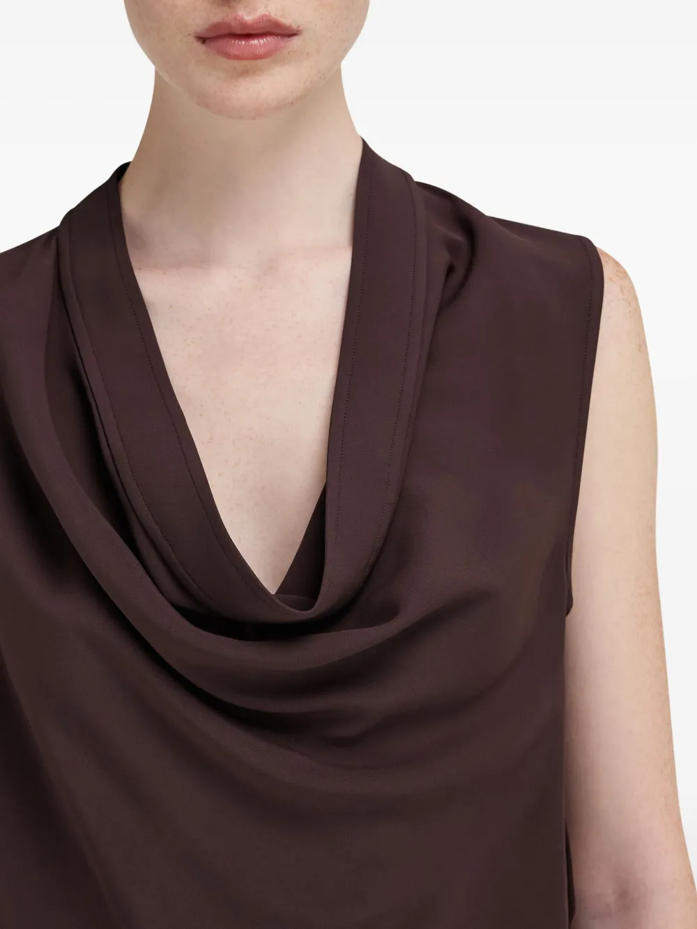 Ferragamo Jurk met col en satijnen vlak Bruin