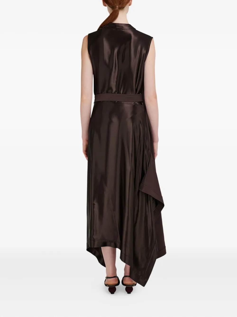 Ferragamo Jurk met col en satijnen vlak Bruin