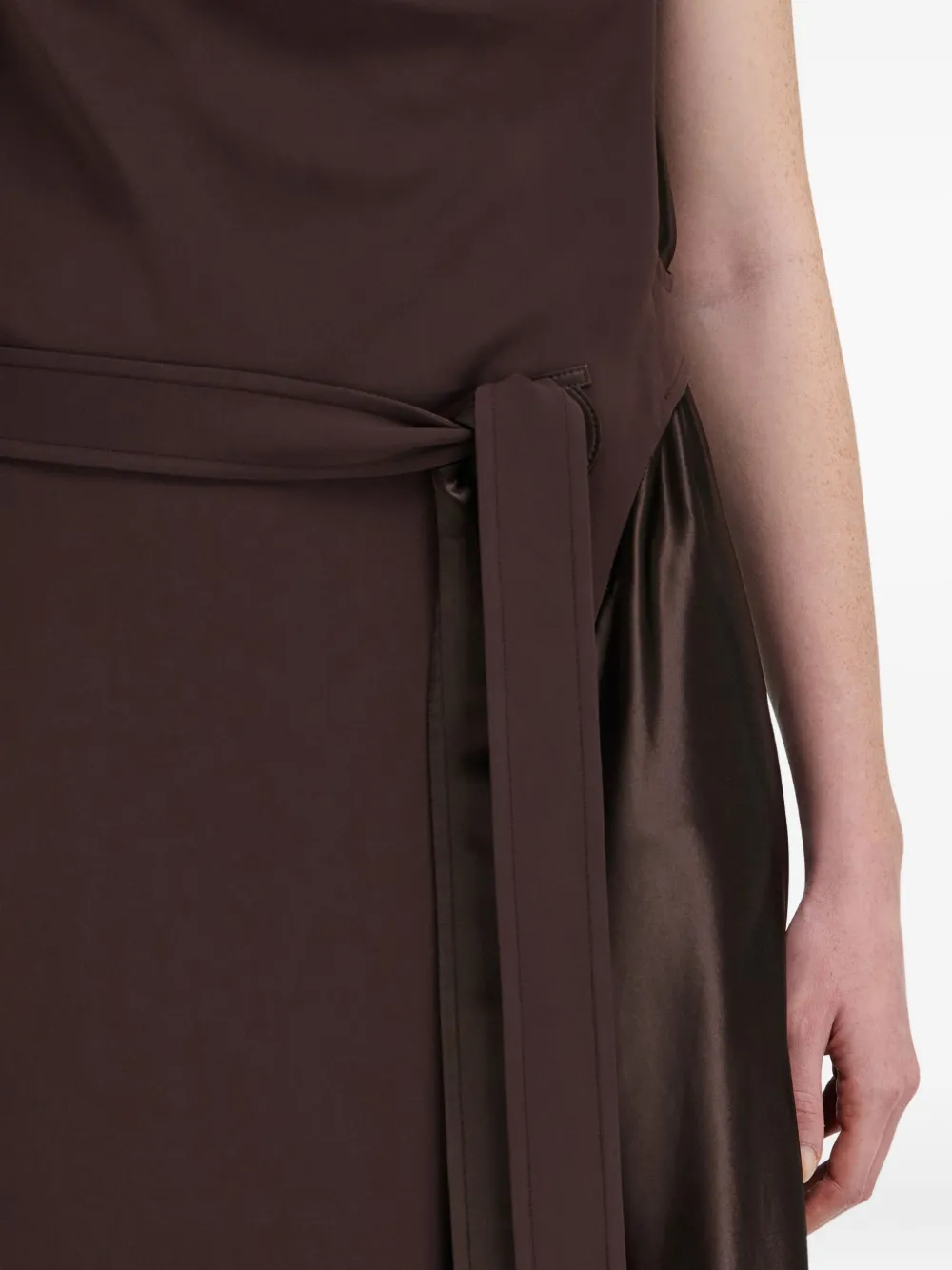 Ferragamo Jurk met col en satijnen vlak Bruin