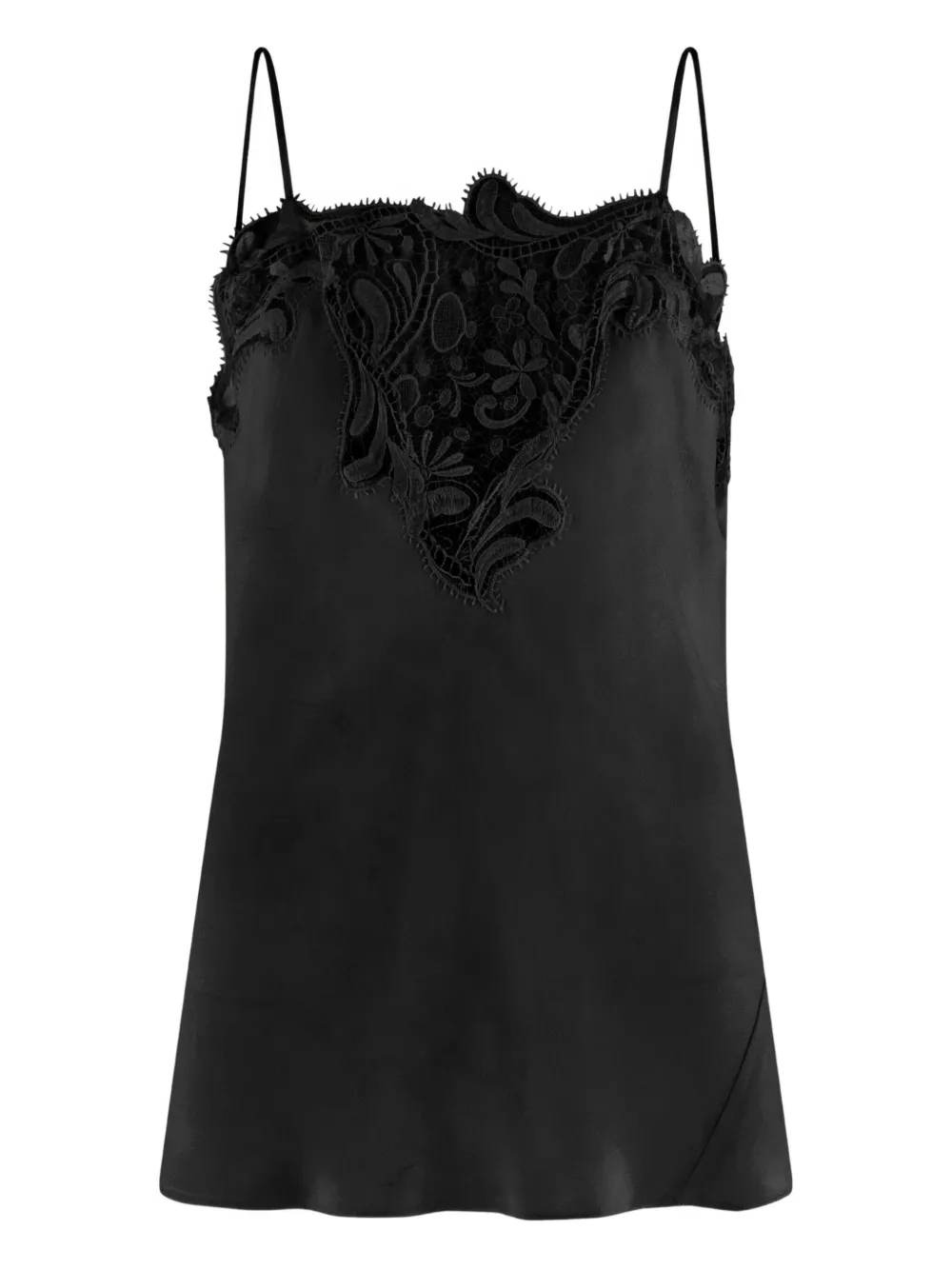 Ferragamo Zijden top met geborduurd kant Zwart