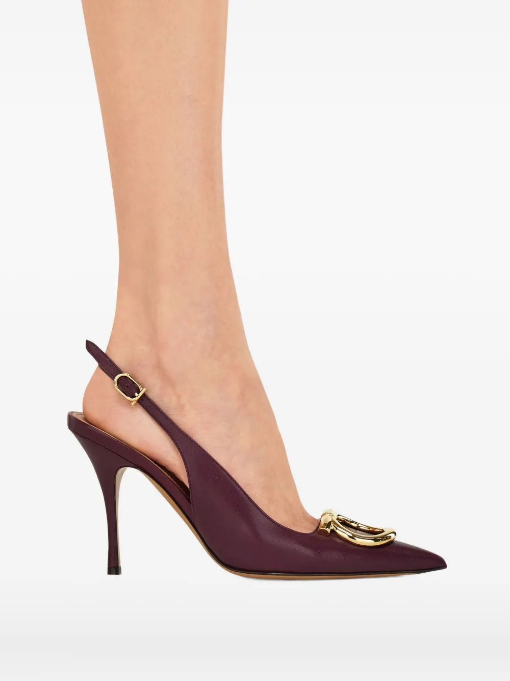 Ferragamo 95mm Gancini leather pumps Red