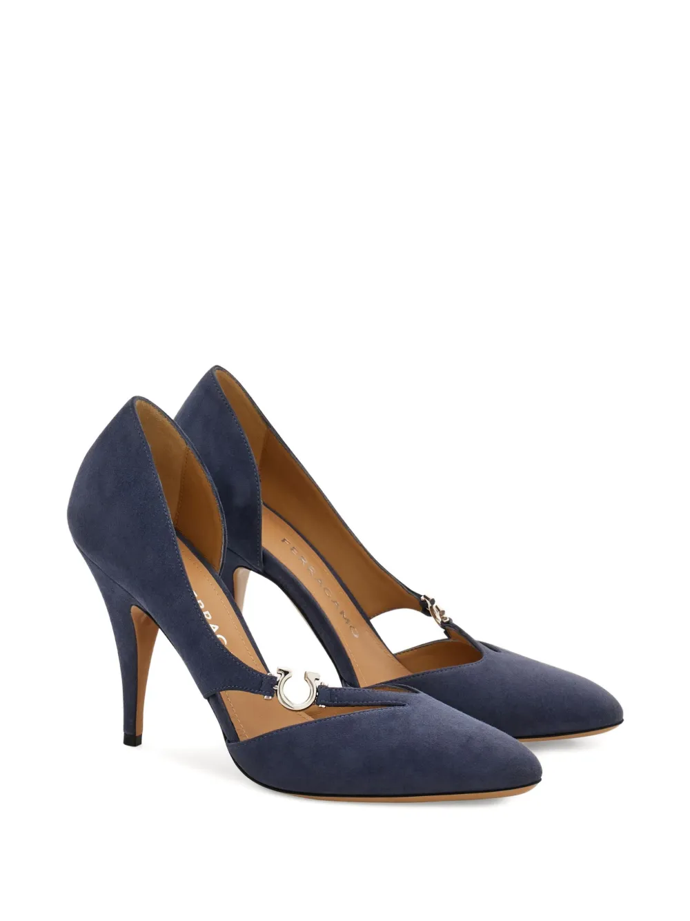 Ferragamo 95mm Gancini leather pumps Blue