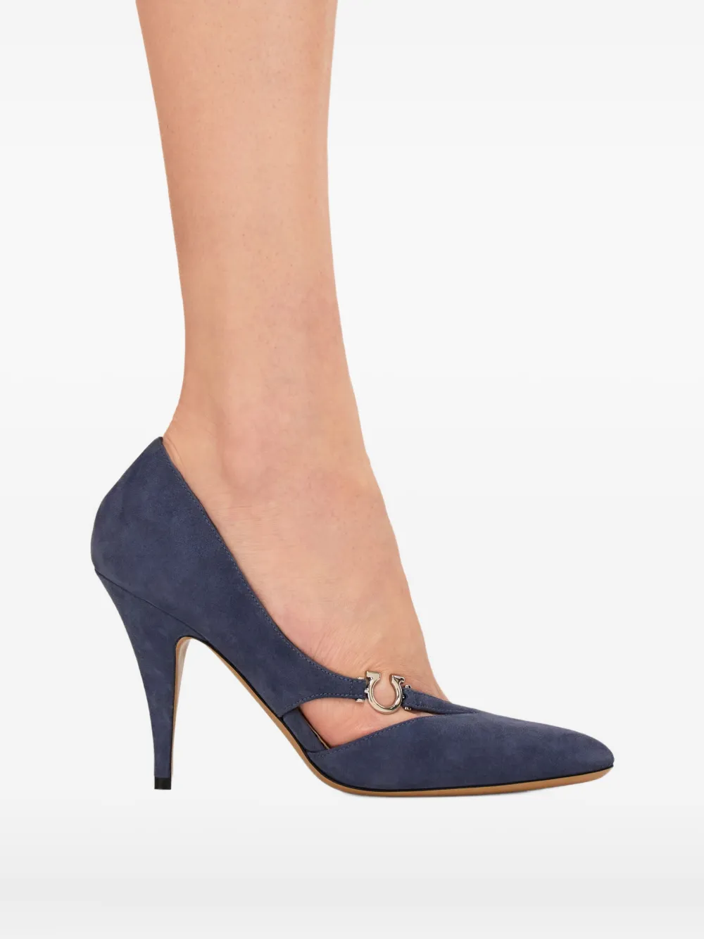 Ferragamo 95mm Gancini leather pumps Blue