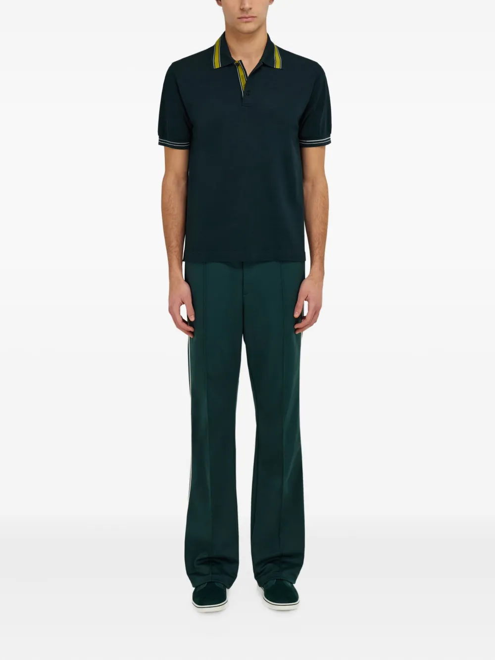 Ferragamo striped-collar polo shirt - Groen