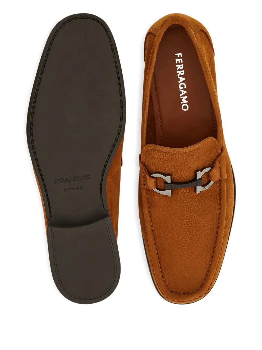Ferragamo Gancini-buckle loafers Brown