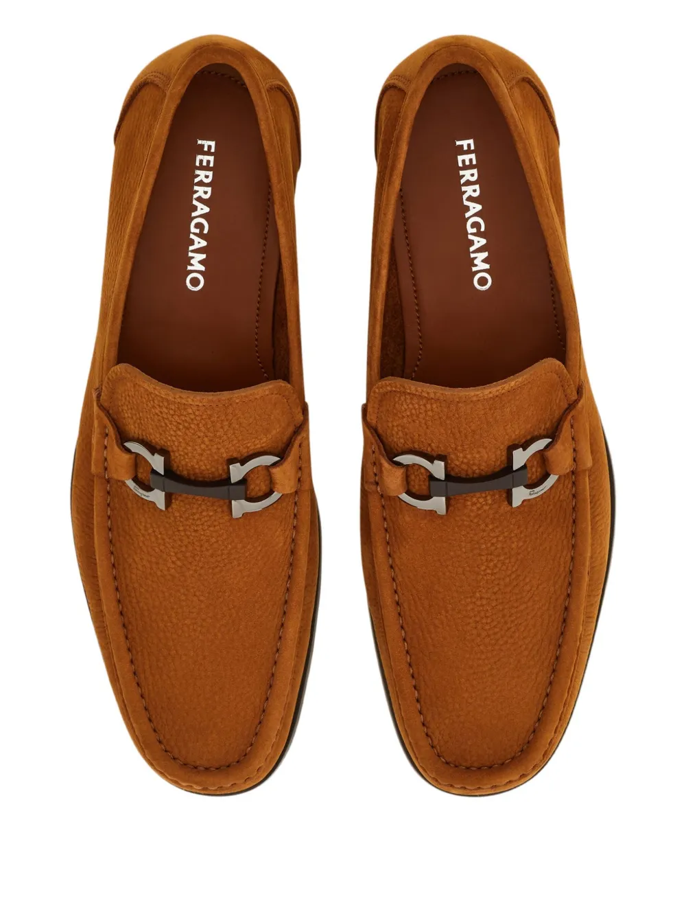 Ferragamo Gancini-buckle loafers Brown