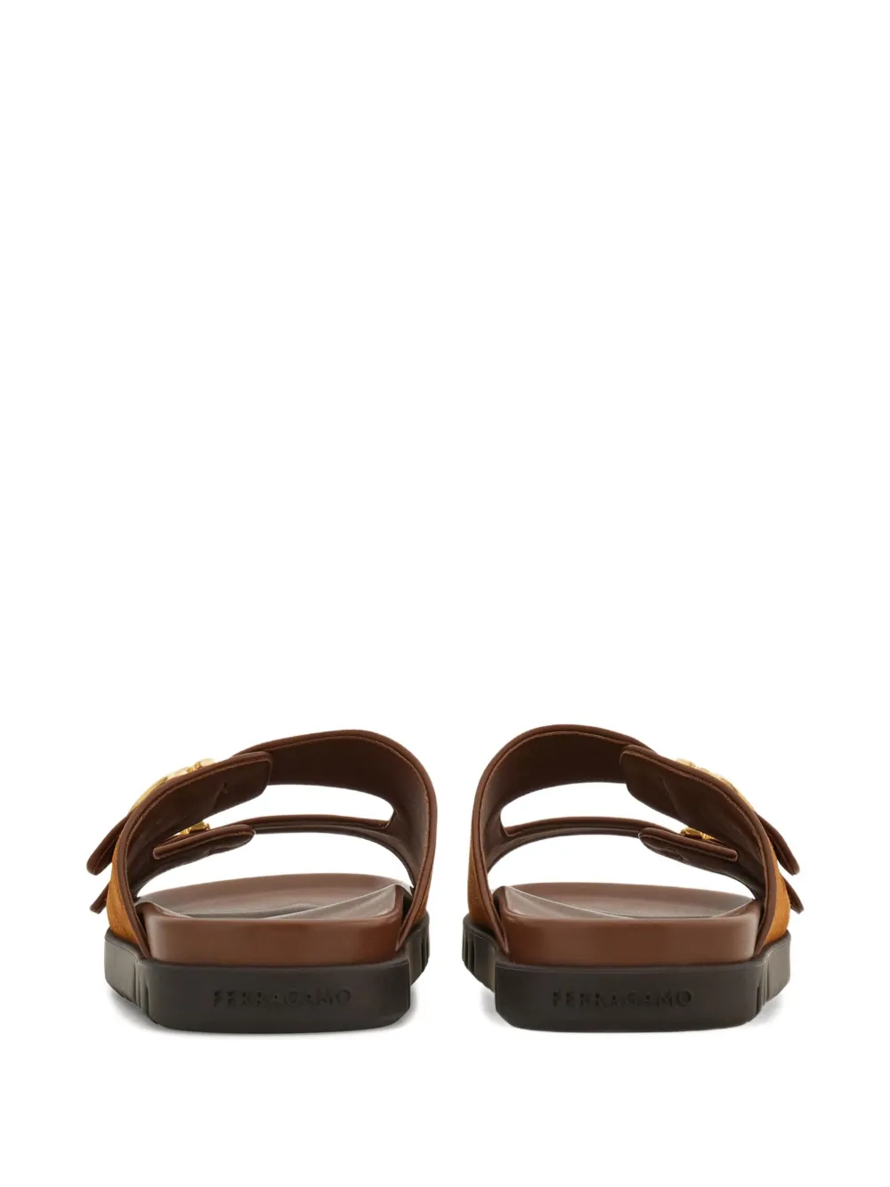 Ferragamo Two-strap Flat Sandals In Brown