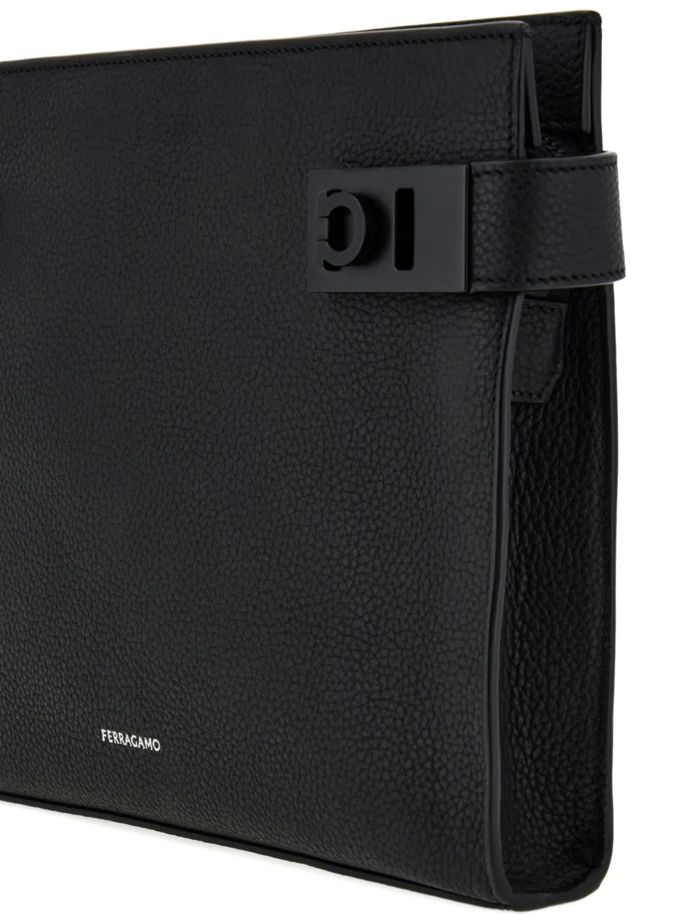 FERRAGAMO GANCINI-BUCKLE LEATHER CLUTCH BAG