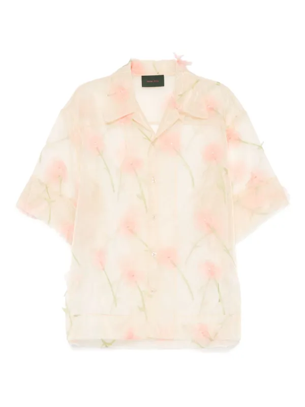処分 Simone Rocha シャツ 美品 Simone Rocha floral-embroidered Cotton Shirt | White | FARFETCH