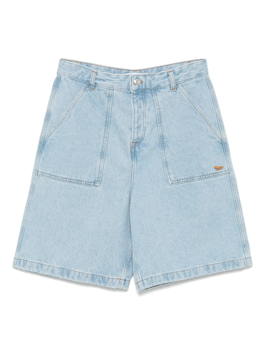Shop Maison Kitsuné Denim Shorts In Blue