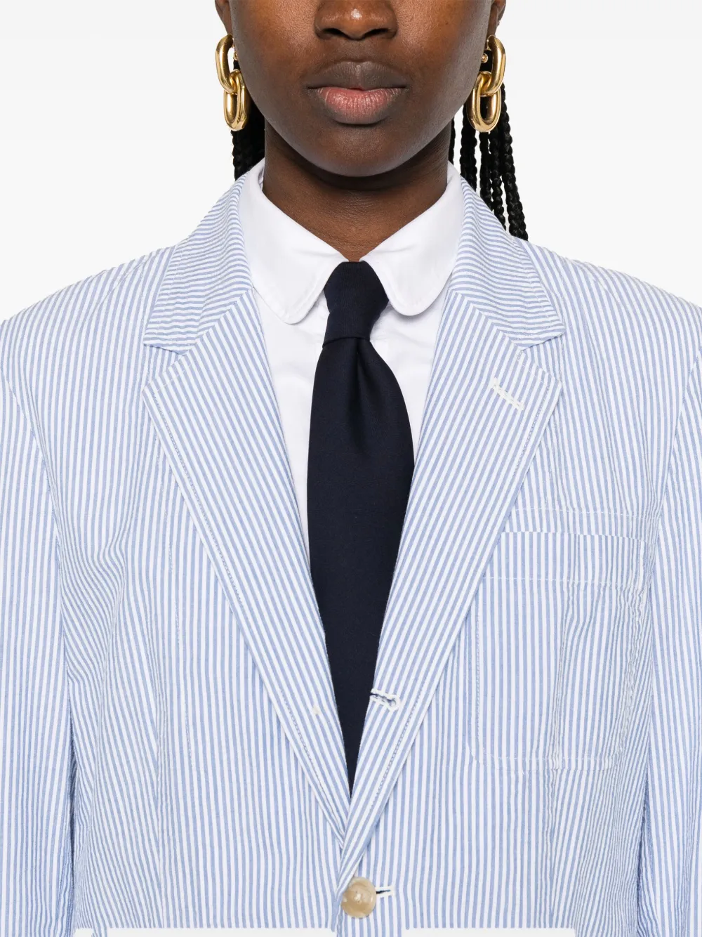 Shop Polo Ralph Lauren Striped Blazer In Blue