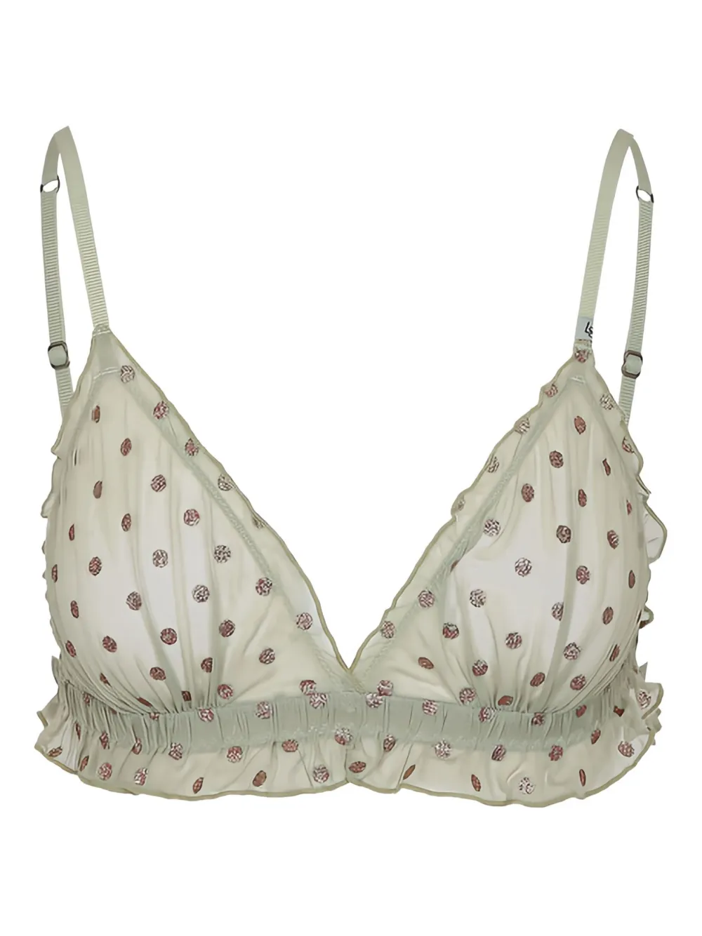 Love Stories Glitter-dot Ruffled Bra In Green