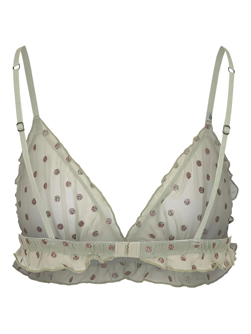 Love Stories Glitter-dot Ruffled Bra In Green