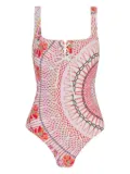 Temperley London Pomegranate lace-up floral swimsuit - Pink