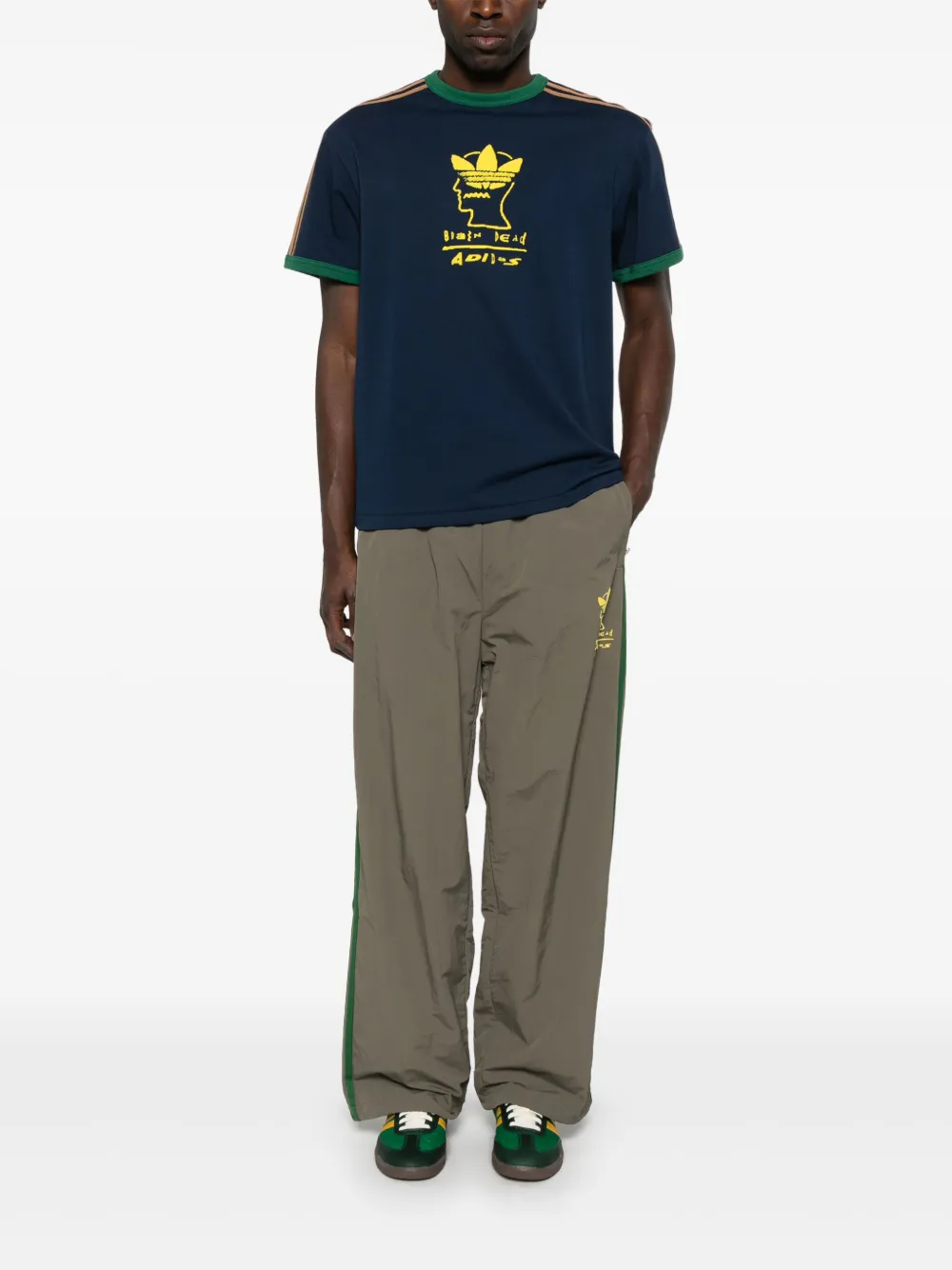 Adidas x Brain Dead broek met logo-reliëf - Groen