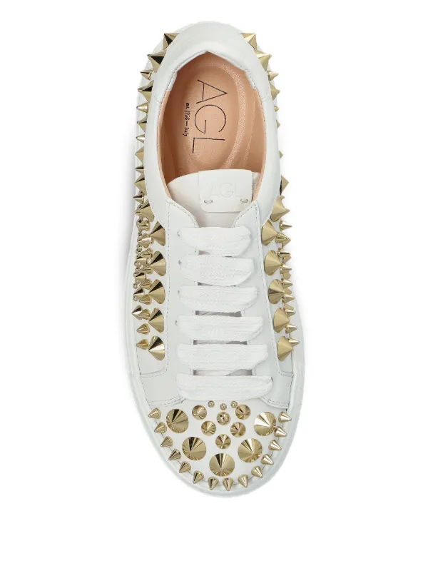 AGL Studded Leather Sneakers White FARFETCH JO