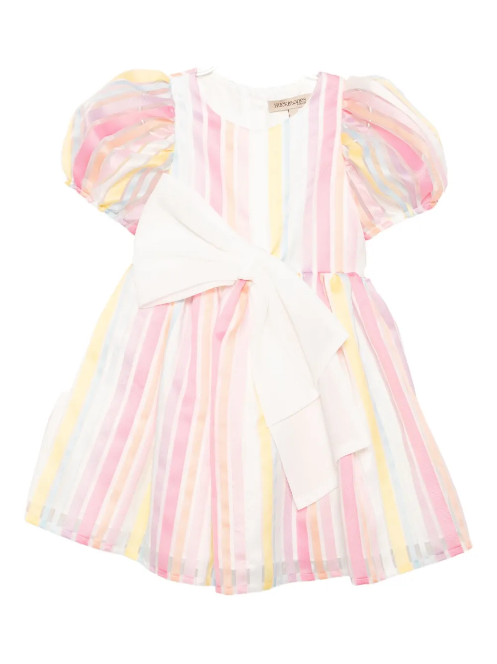 Hucklebones London Puff-sleeves Bodice Dress In Pink