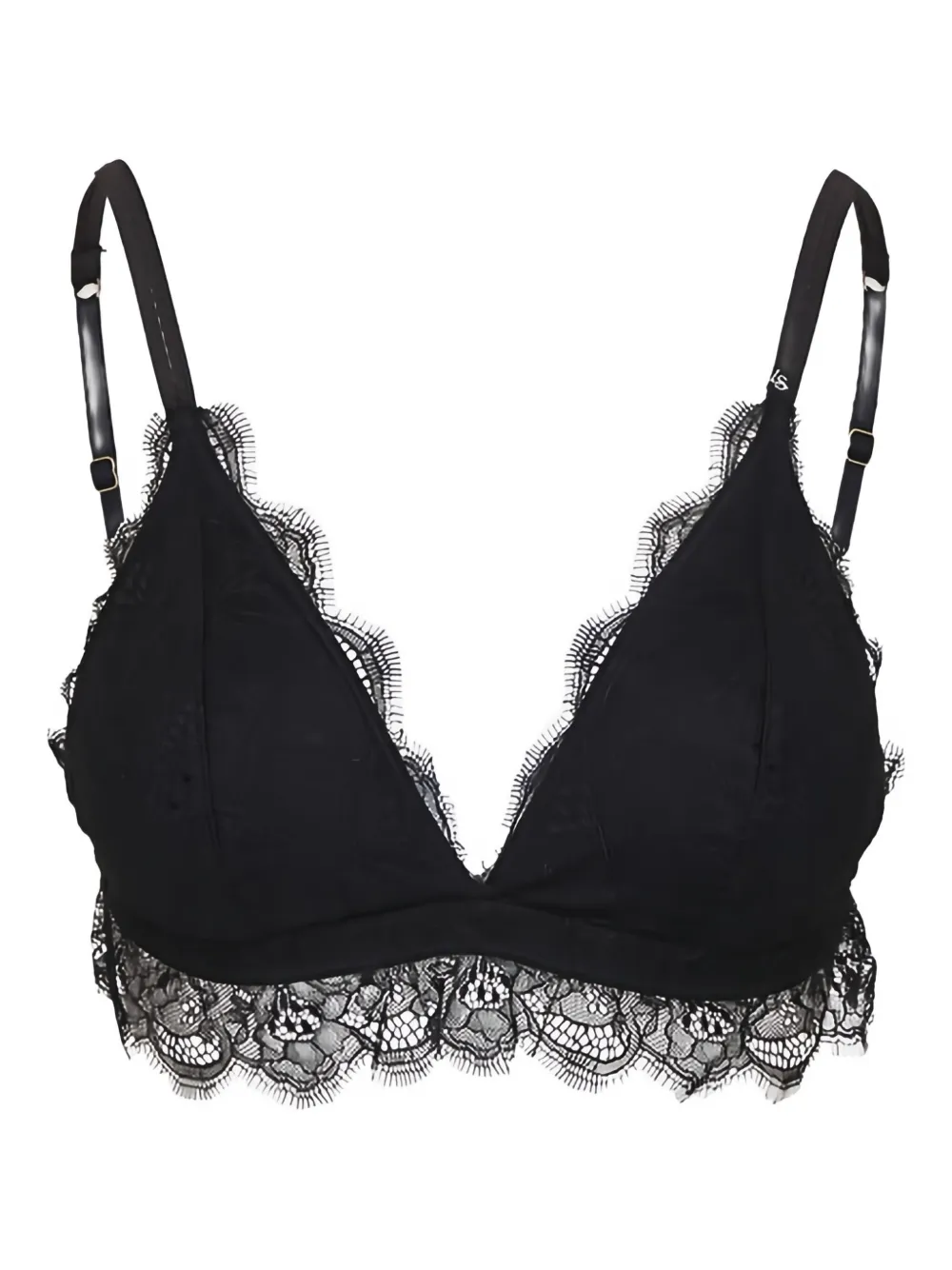 Love Stories Lace-trimmed Triangle Bra In Black