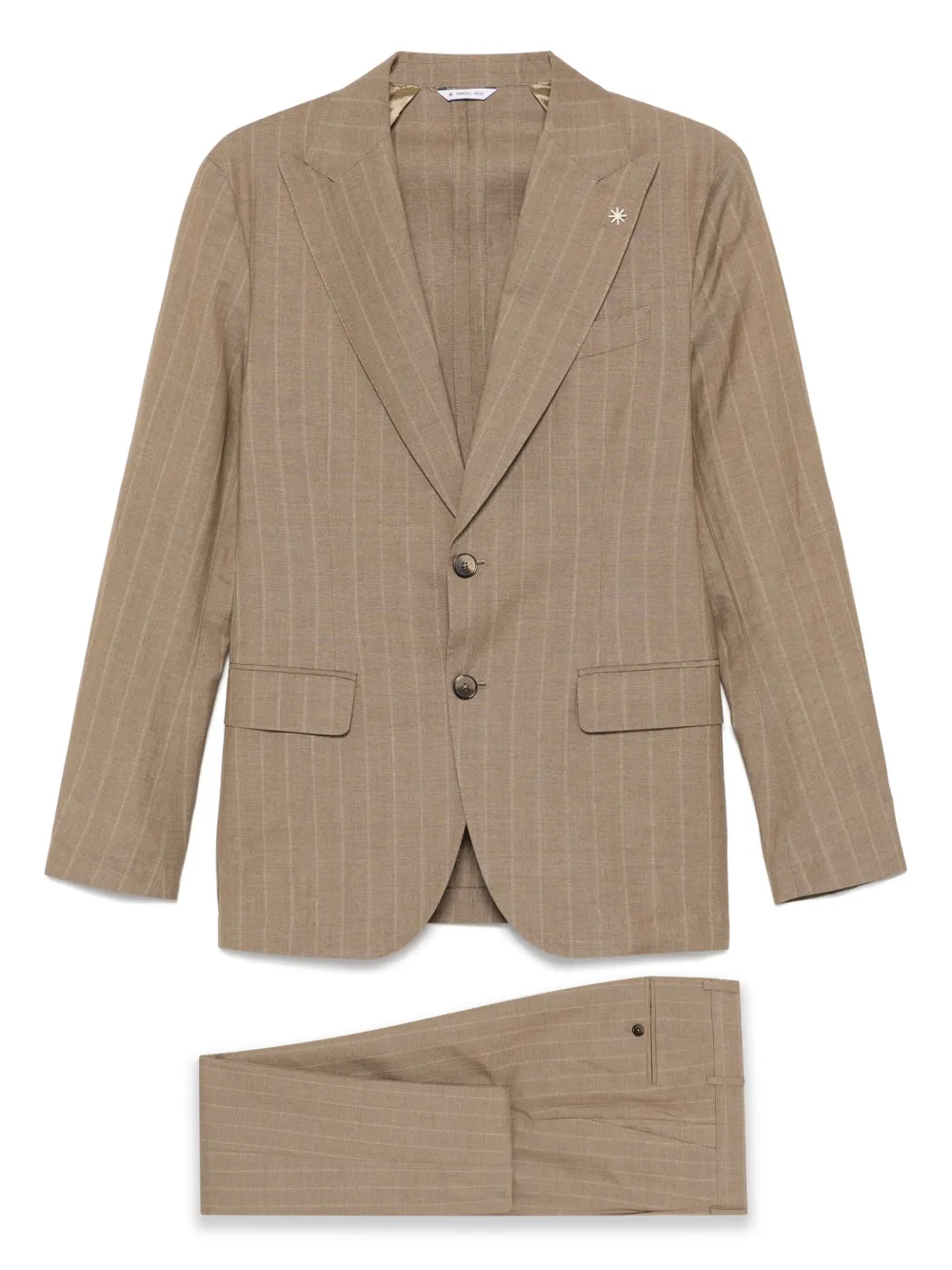 Manuel Ritz tailleur rayé | marron | Image 1