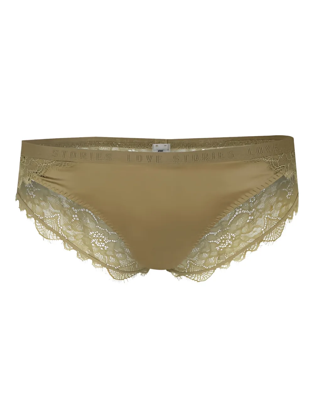 Love Stories Lace-trimmed Satin Briefs In Green
