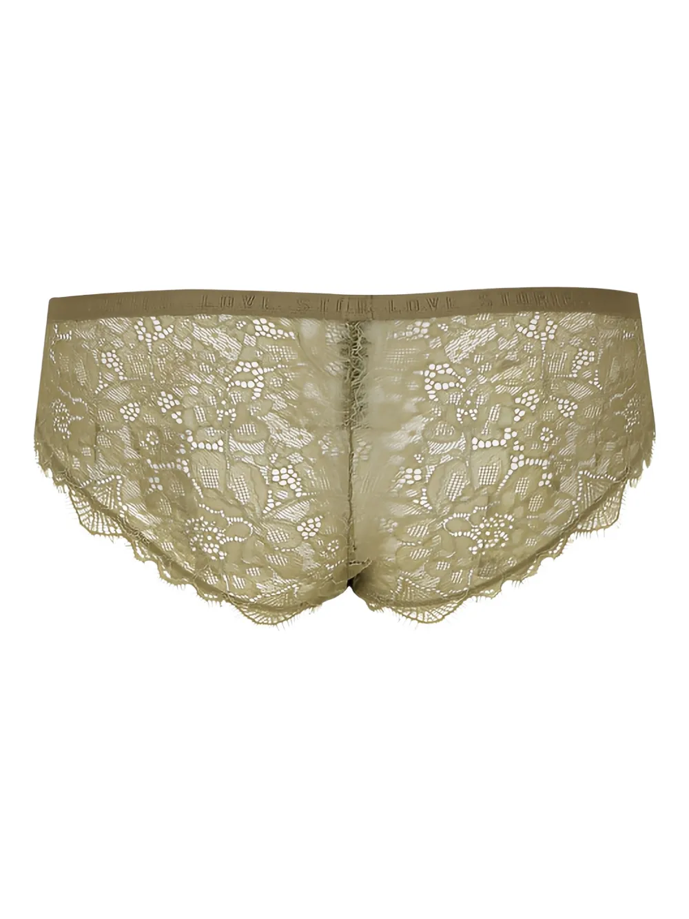 Love Stories Satijnen slip met kanten afwerking - Groen