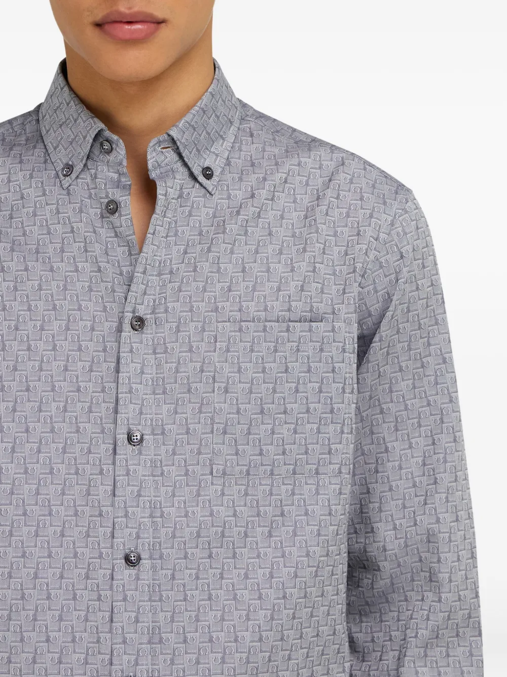 Ferragamo Shirt met monogram Grijs