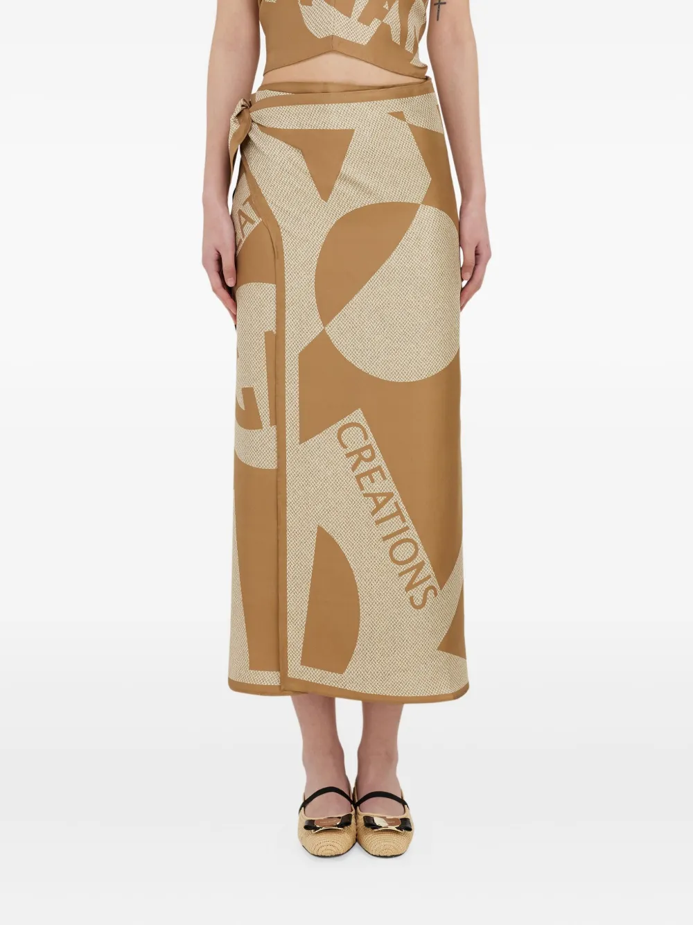 Ferragamo Sjaal met print Beige
