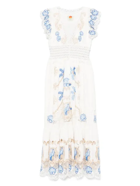 FARM Rio floral-embroidered maxi dress