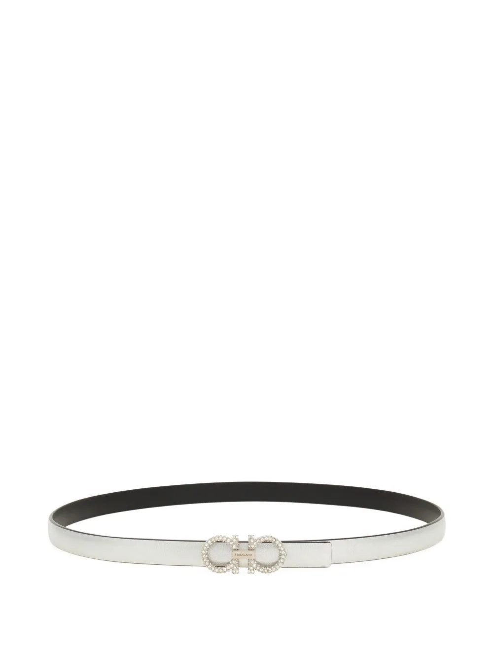 Ferragamo Cintura Gancini reversibile e regolabile - Argento